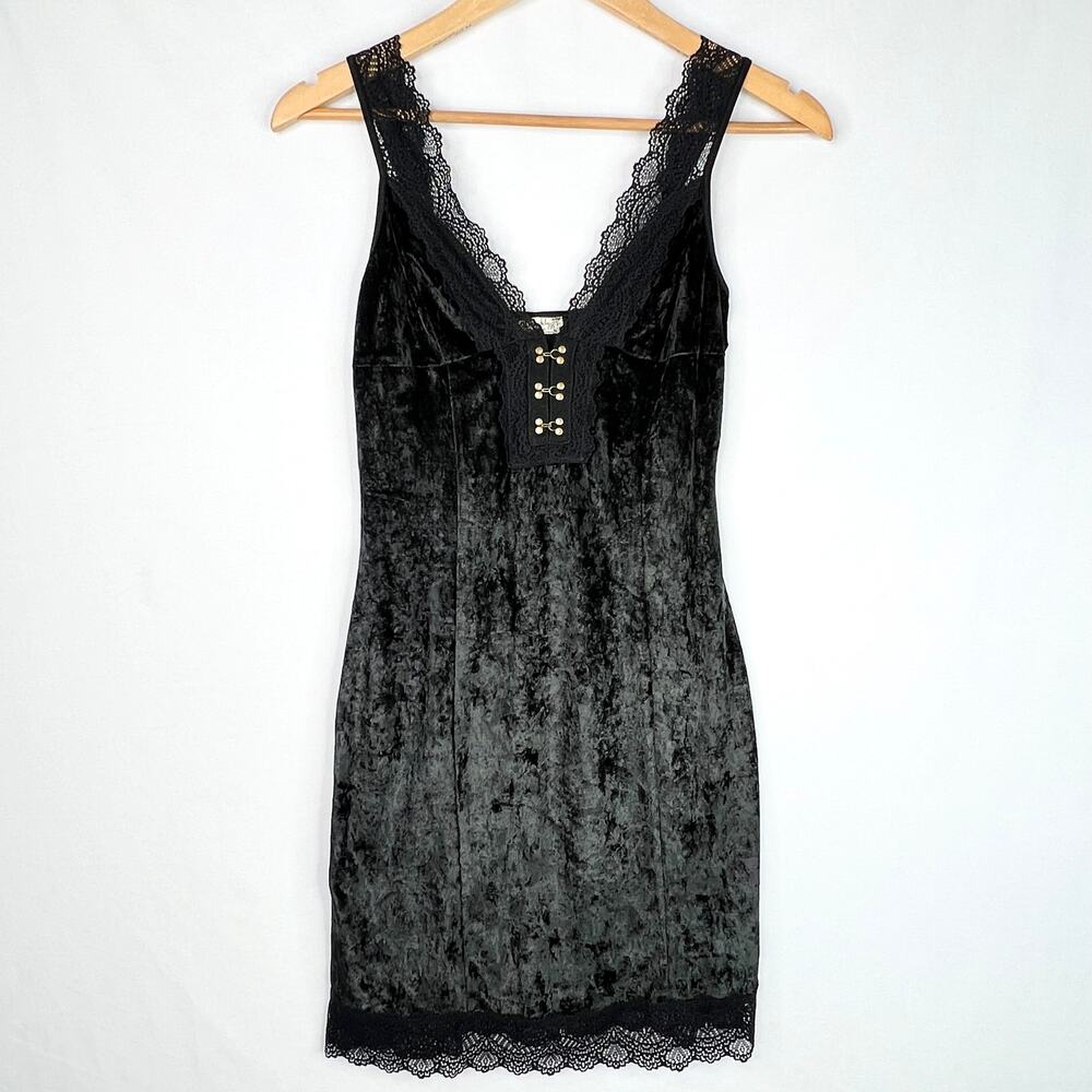 Intimately Free People Black Velvet Wait For It Mini Dress XS